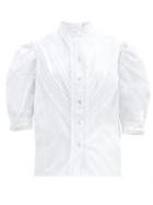 Matchesfashion.com Cheval Pampa - Yegua Lace-trim Cotton-blend Blouse - Womens - White