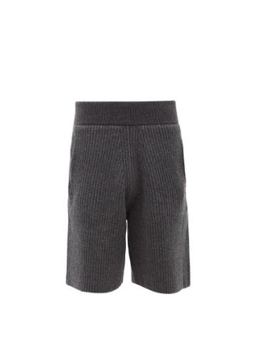 Altu - Ribbed Merino-blend Shorts - Mens - Grey