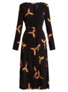 Matchesfashion.com Diane Von Furstenberg - Tilly Parrot Print Silk Crepe De Chine Wrap Dress - Womens - Black Print