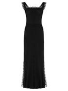 Adam Lippes Lace-trimmed Square-neck Ribbed-knit Midi Dress
