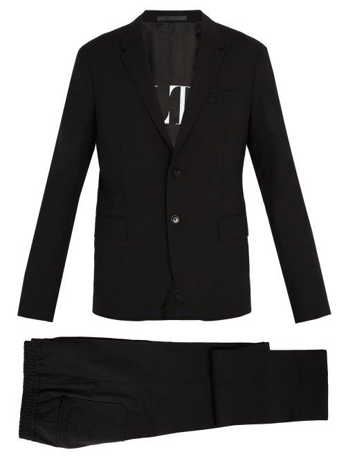 Matchesfashion.com Valentino - Single Breasted Wool Blend Suit - Mens - Black