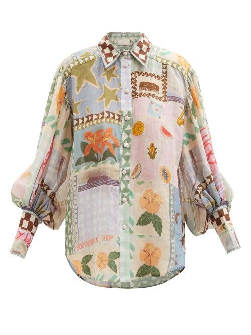 Ale Mais - X Emma Gale Printed Ramie Blouse - Womens - Multi