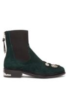 Matchesfashion.com Toga - Studded Suede Chelsea Boots - Womens - Dark Green