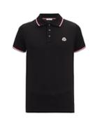 Matchesfashion.com Moncler - Logo-appliqu Cotton-piqu Polo Shirt - Mens - Black
