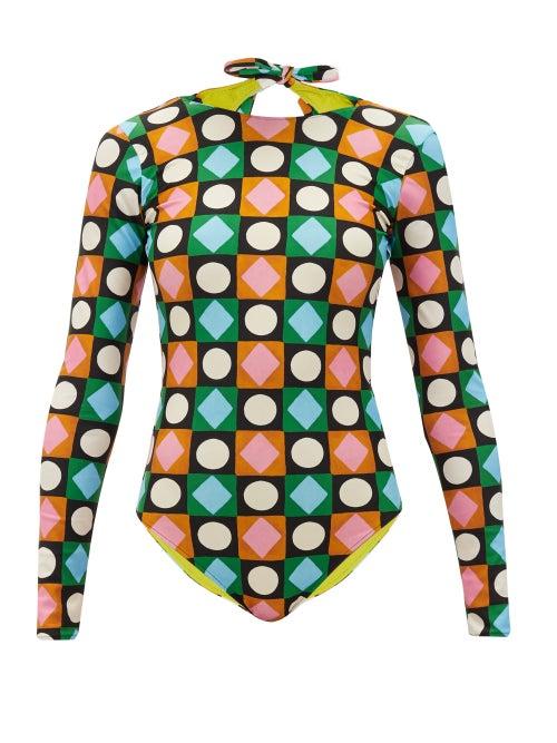 Matchesfashion.com La Doublej - Long-sleeved Lucky Charm-print Surf Swimsuit - Womens - Multi