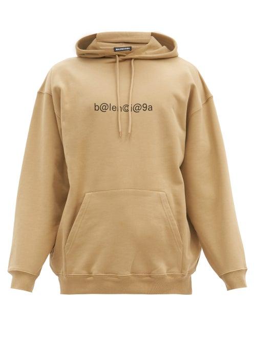 Matchesfashion.com Balenciaga - Symbolic-print Cotton-jersey Hooded Sweatshirt - Mens - Brown