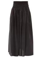 Ladies Beachwear Matteau - Shirred Organic-cotton Poplin Maxi Skirt - Womens - Black