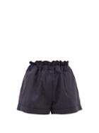 Matchesfashion.com White Story - Como Paperbag-waist Cotton Shorts - Womens - Navy