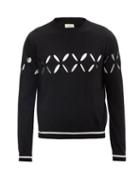 Stefan Cooke - Striped Cutout Wool Sweater - Mens - Black