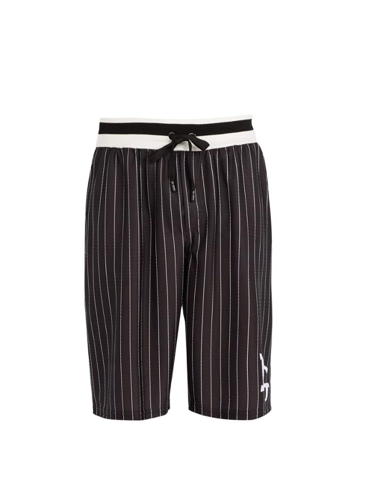 Dolce & Gabbana Long Logo Pinstripe Board Shorts