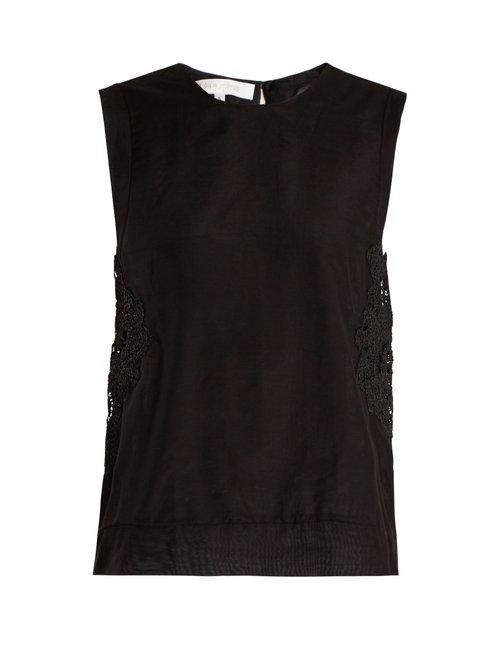 Matchesfashion.com Lila Eugnie - 1841 Sleeveless Cotton And Silk Blend Voile Top - Womens - Black