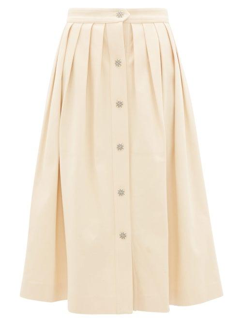 Matchesfashion.com Giuliva Heritage Collection - The Giovanna Pleated Denim Skirt - Womens - Cream