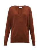 Matchesfashion.com Raey - V Neck Fine Knit Cashmere Sweater - Womens - Dark Orange