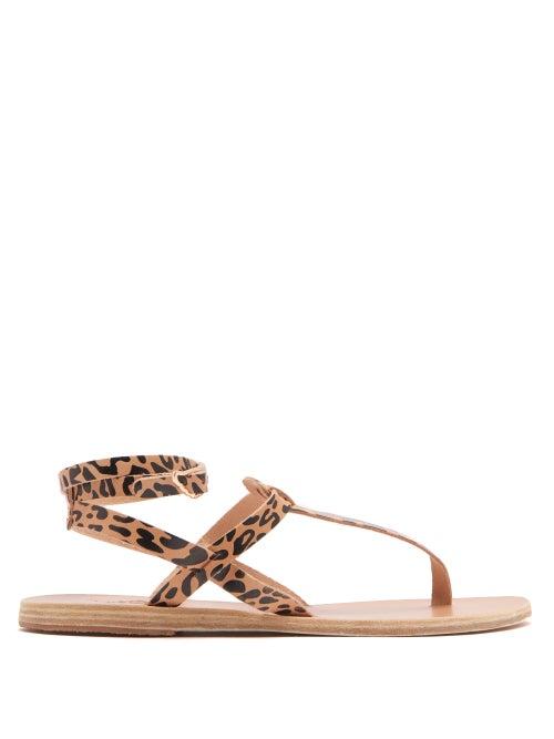 Matchesfashion.com Ancient Greek Sandals - Estia Leopard Print Leather Sandals - Womens - Black Tan