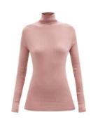 Raey - Roll-neck Fine-rib Merino Wool Sweater - Womens - Light Pink