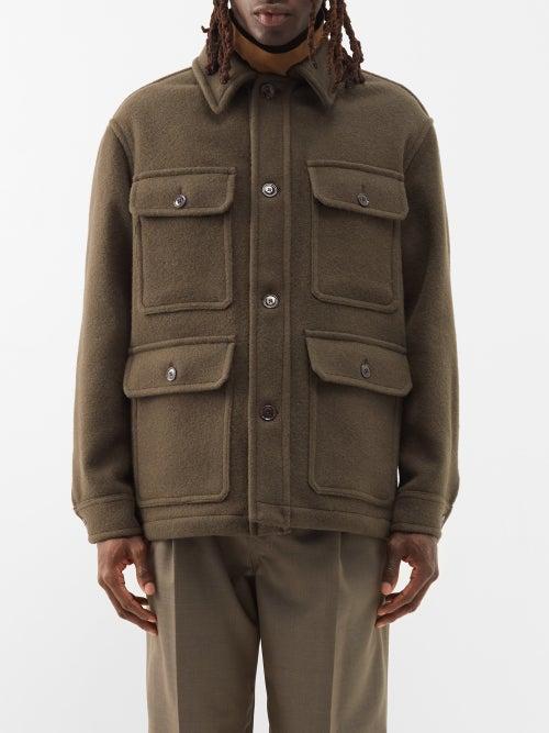 Lemaire - Flap-pocket Wool Jacket - Mens - Dark Green