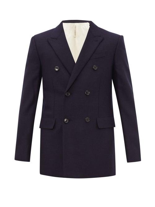 Matchesfashion.com Aldo Maria Camillo - Double Breasted Wool Twill Blazer - Mens - Navy