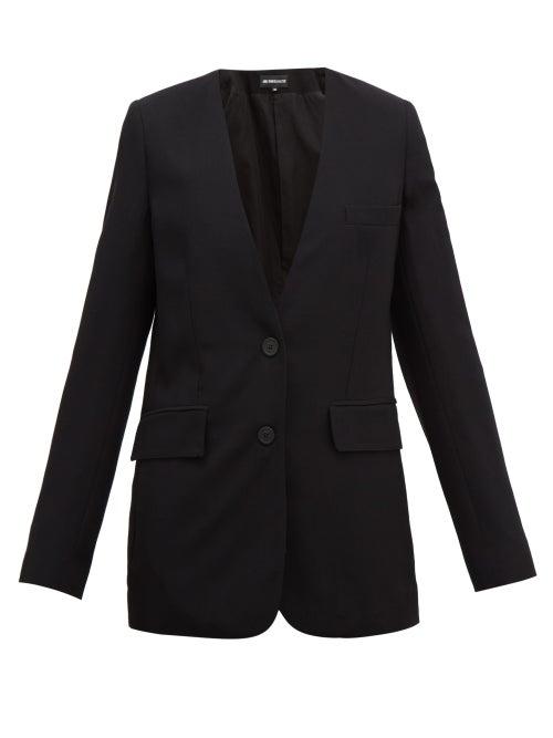 Matchesfashion.com Ann Demeulemeester - Collarless Single-breasted Wool-twill Blazer - Womens - Black