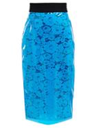 Matchesfashion.com No. 21 - High Rise Lace & Pvc Pencil Skirt - Womens - Blue