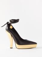 Tom Ford - Scoop 130 Leather Platform Pumps - Womens - Black