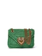 Matchesfashion.com Dolce & Gabbana - Devotion Small Raffia Shoulder Bag - Womens - Green