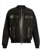 Balmain Leather-panelled Cotton-blend Bomber Jacket