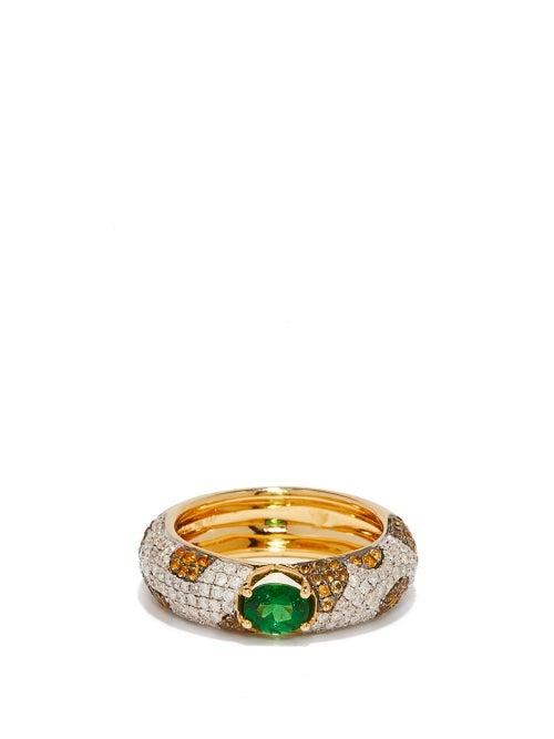 Matchesfashion.com Yvonne Lon - Alliance Diamond, Tsavorite & 18kt Gold Ring - Womens - Gold Multi