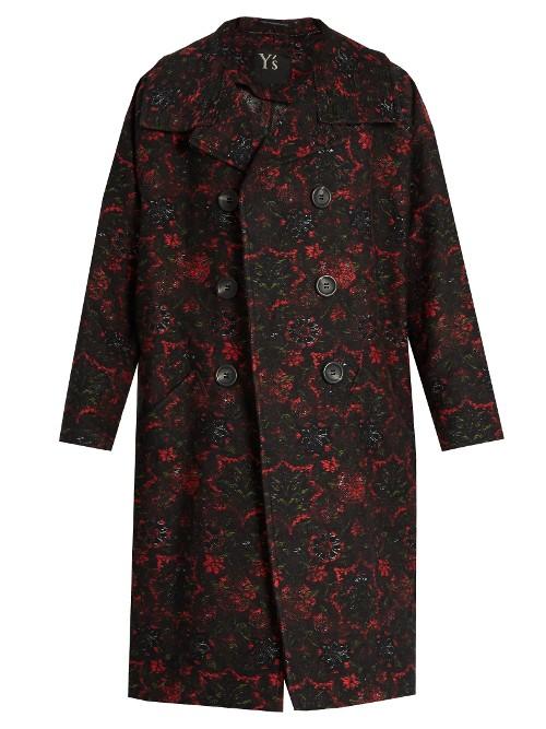Y's By Yohji Yamamoto Floral-jacquard Oversized Coat
