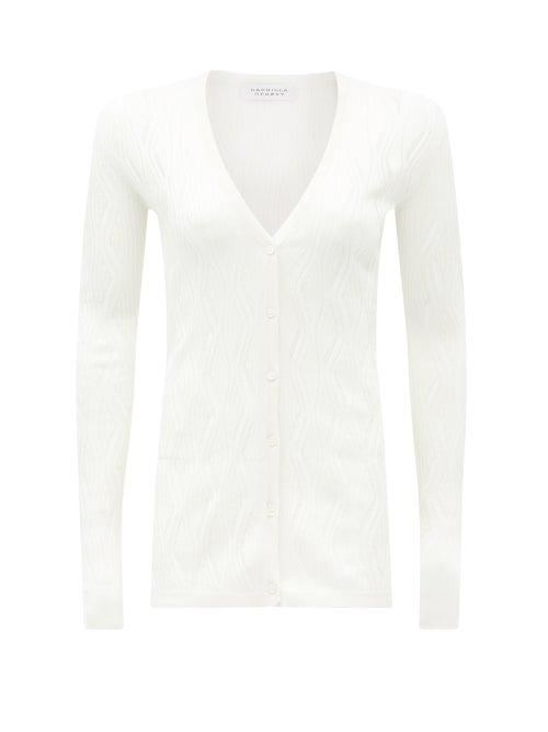 Matchesfashion.com Gabriela Hearst - Carter V-neck Textured-knit Cardigan - Womens - White