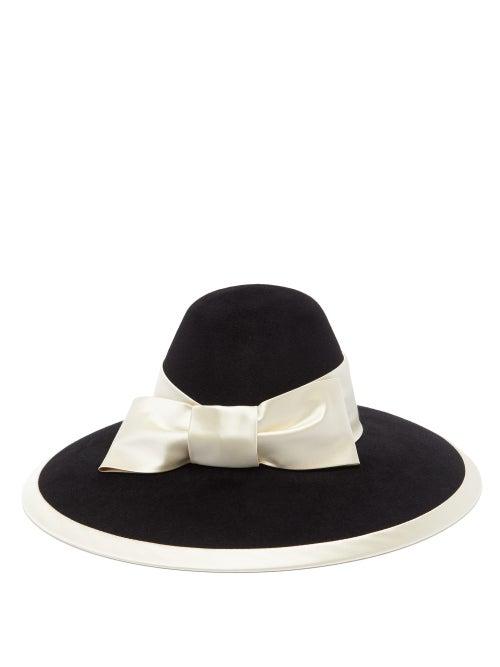 Matchesfashion.com Gucci - Aurora Satin Bow-trimmed Felt Hat - Womens - Black White