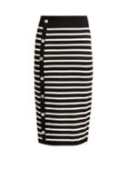 Matchesfashion.com Altuzarra - Enya Striped Ribbed Knit Midi Skirt - Womens - Black White