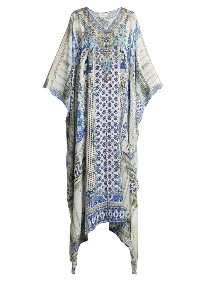 Camilla Salvador Summer V-neck Silk Kaftan