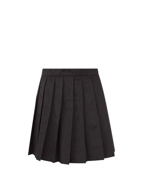 Batsheva - Corinne Pleated Faille Mini Skirt - Womens - Black