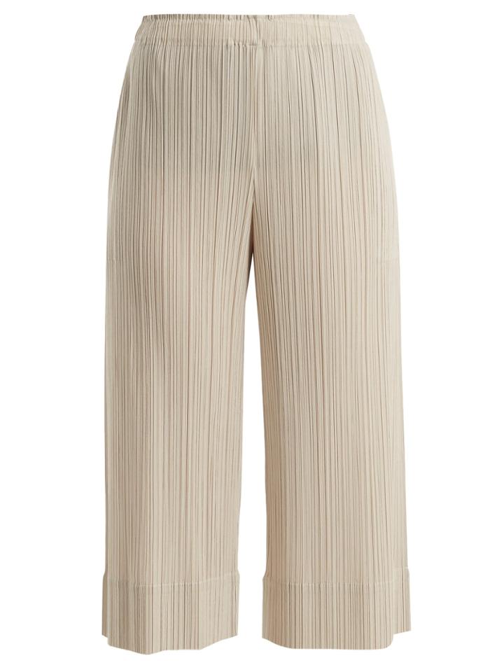 Pleats Please Issey Miyake Wide-leg Pleated Cropped Trousers