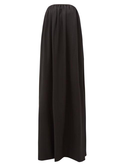 Matchesfashion.com Sara Battaglia - Bow-back Wool-blend Twill Gown - Womens - Black