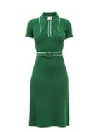 Joostricot - Spearpoint-collar Ribbed Cotton-blend Midi Dress - Womens - Dark Green