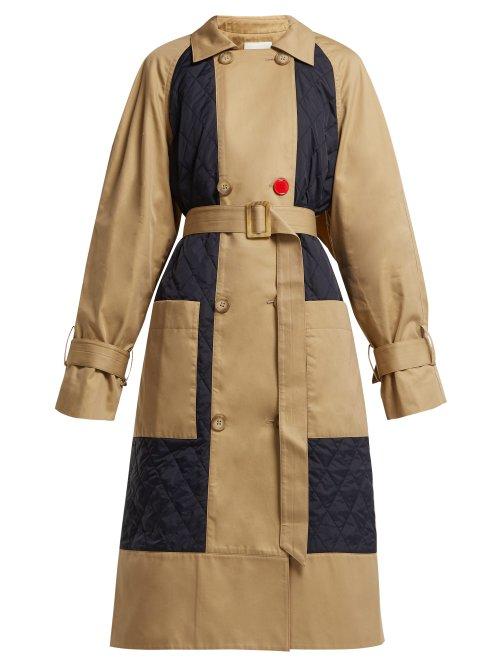 Matchesfashion.com Tibi - Finn Quilted Panel Cotton Trench Coat - Womens - Khaki