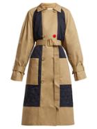 Matchesfashion.com Tibi - Finn Quilted Panel Cotton Trench Coat - Womens - Khaki