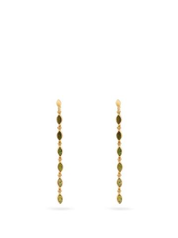 Matchesfashion.com Marie Mas - Swinging Line 18kt Gold Drop Earrings - Womens - Green