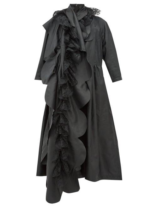 Matchesfashion.com Comme Des Garons Comme Des Garons - Scalloped Panel Technical Satin Dress - Womens - Black