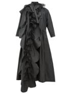 Matchesfashion.com Comme Des Garons Comme Des Garons - Scalloped Panel Technical Satin Dress - Womens - Black