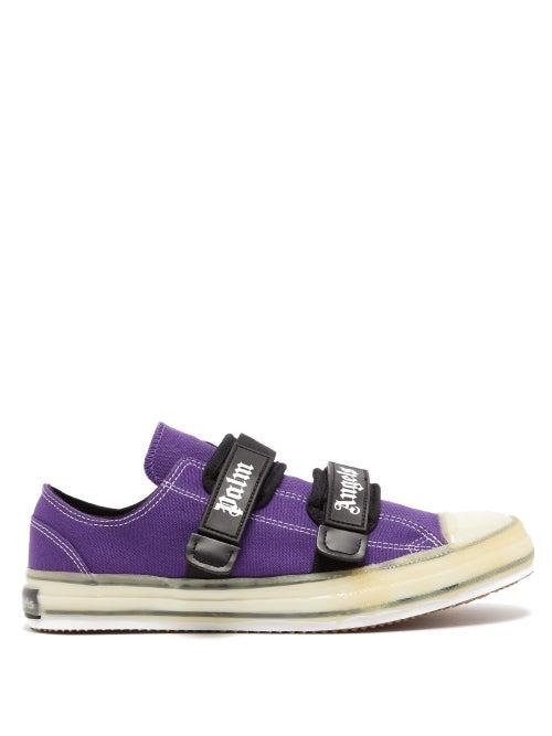 Matchesfashion.com Palm Angels - Logo Strap Canvas Trainers - Mens - Purple