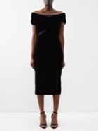 Tom Ford - Mesh-insert Off-the-shoulder Velvet Dress - Womens - Black