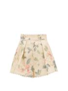 Matchesfashion.com Zimmermann - Kirra Scalloped-hem Linen Shorts - Womens - Yellow Print