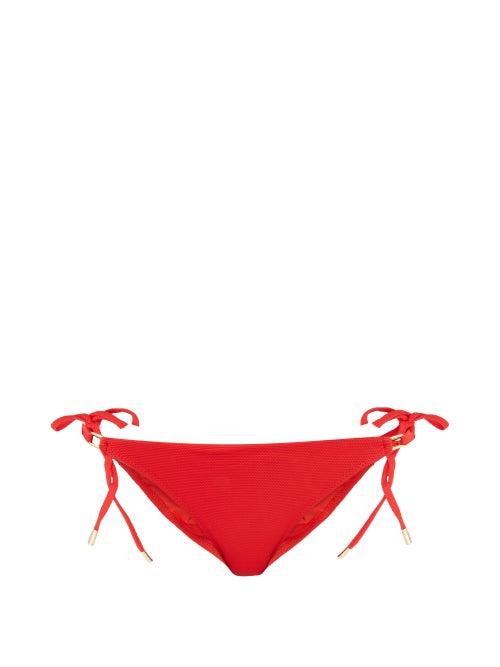 Matchesfashion.com Melissa Odabash - Cancun Pebbled Side-tie Bikini Briefs - Womens - Red