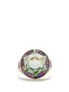 Noor Fares - Hex Diamond, Amethyst, Sapphire & 18kt Gold Ring - Womens - Green Multi