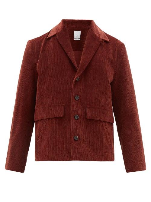 Matchesfashion.com Deveaux - Single Breasted Cotton Blend Corduroy Blazer - Mens - Dark Orange
