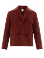 Matchesfashion.com Deveaux - Single Breasted Cotton Blend Corduroy Blazer - Mens - Dark Orange