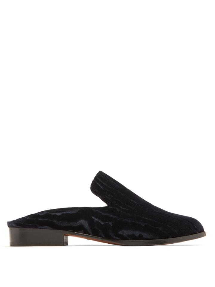 Robert Clergerie Alice Devor Velvet Backless Loafers