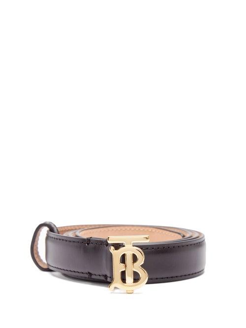 Matchesfashion.com Burberry - Tb Logo-plaque Leather Belt - Womens - Black